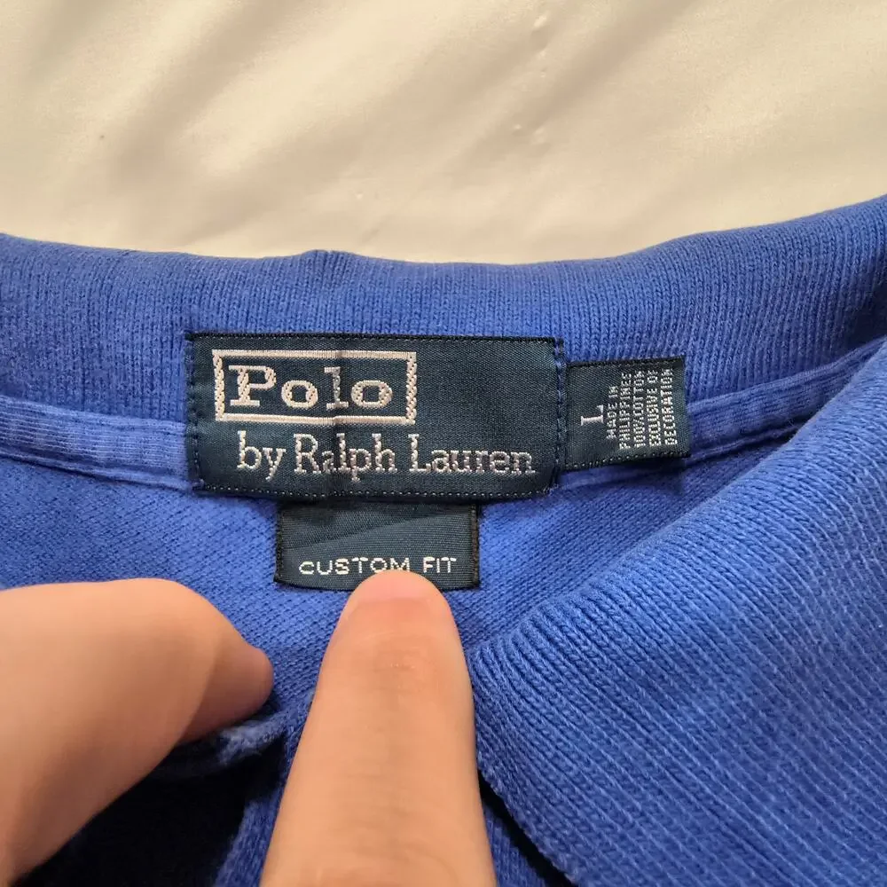 Polo by Ralph Lauren Custom Fit Collared Polo Shirt Mens Size Large L Blue
